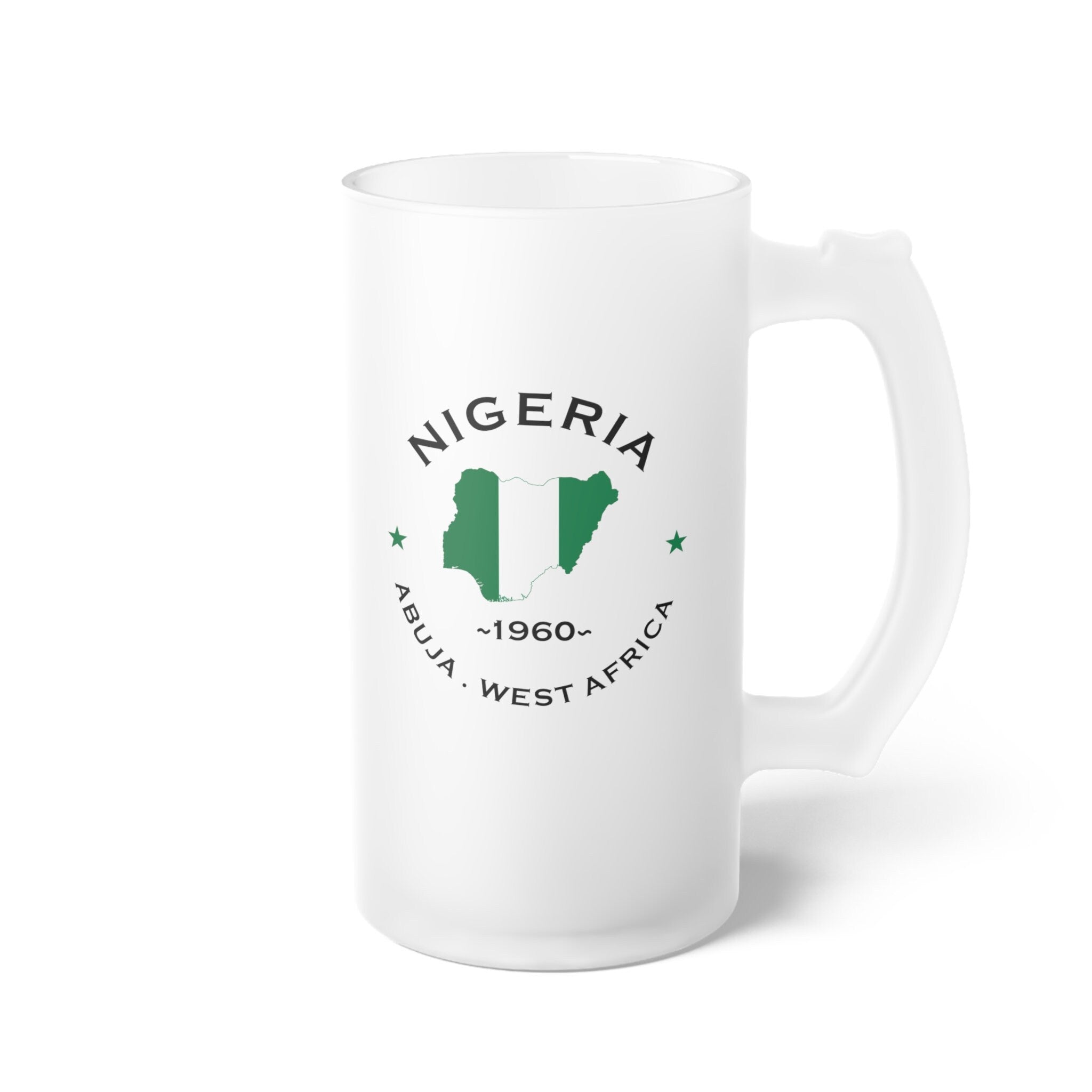 Nigeria Frosted Glass Beer Mug